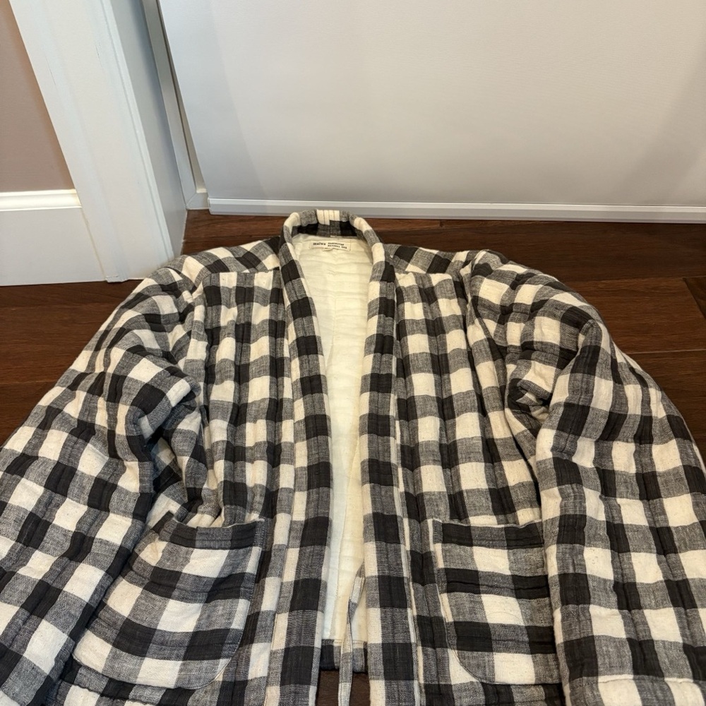 Maiwa Handwoven Kala Cotton Quilted Juniper Jacket - Charcoal (black and white)